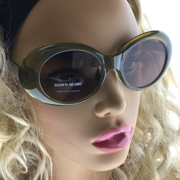 Elizabeth And James Round Green Acrylic Thick Arm Yellow Tint - Picture 9 of 9